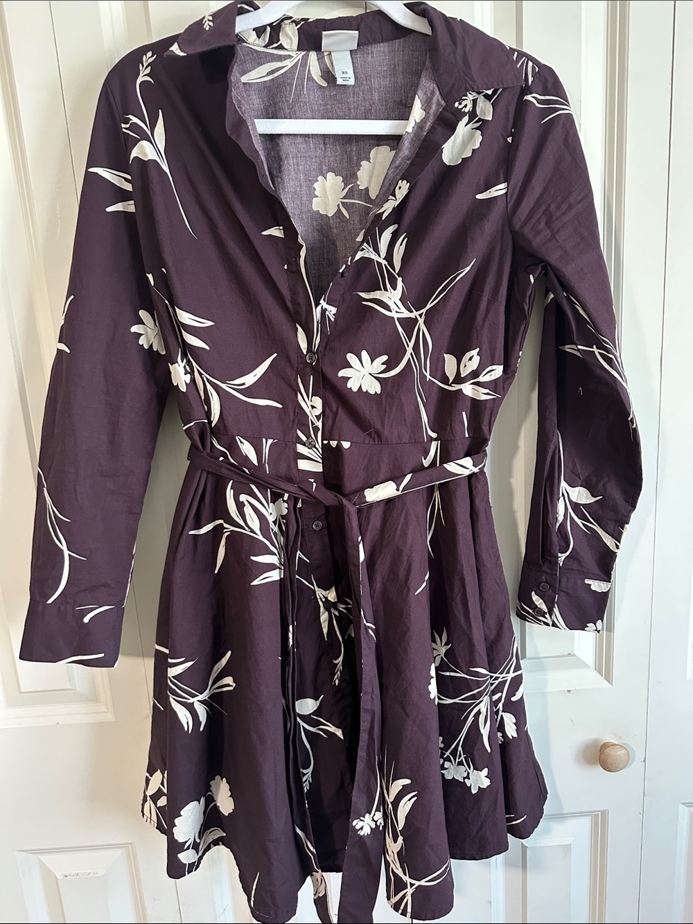 Purple Floral Shirt Dress with Belt